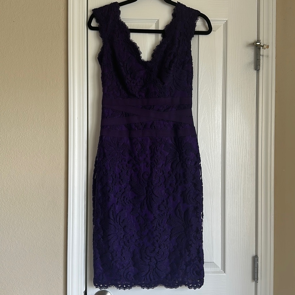 Tadashi Shoji Deep Purple Lace Sheath Dress